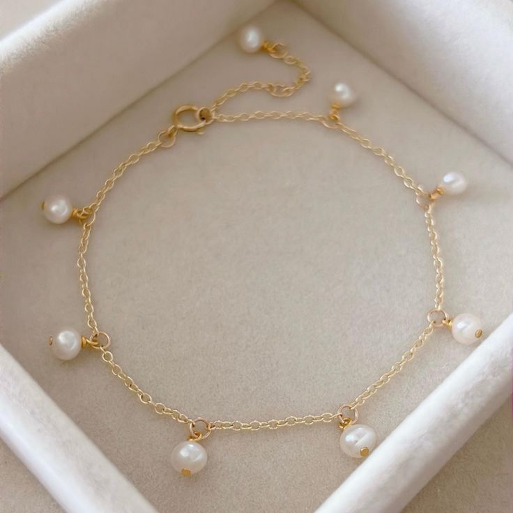 Golden Pearl Drop Ankle Bracelet