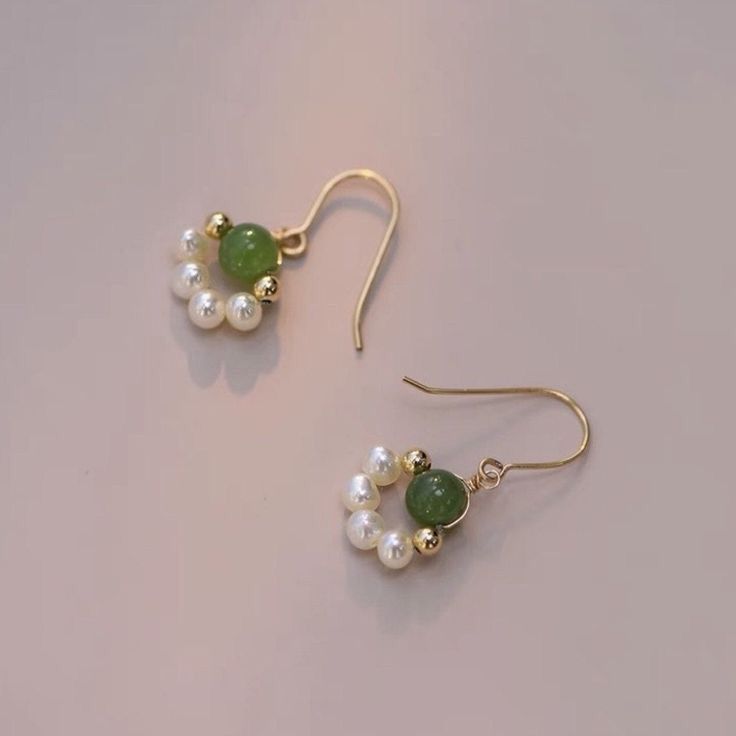 Jade and Pearl Halo Earrings