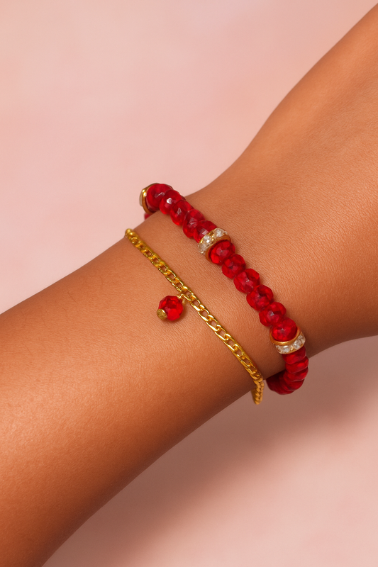 Ruby Glow Duo Bracelet Set