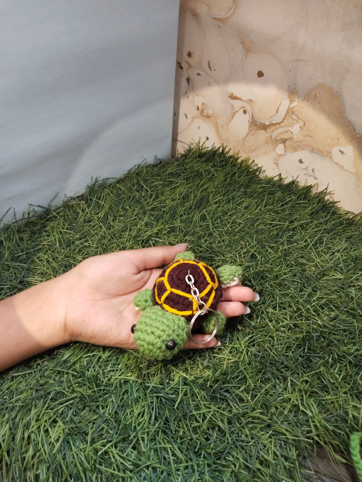 Crochet Turtle Keychain Charm