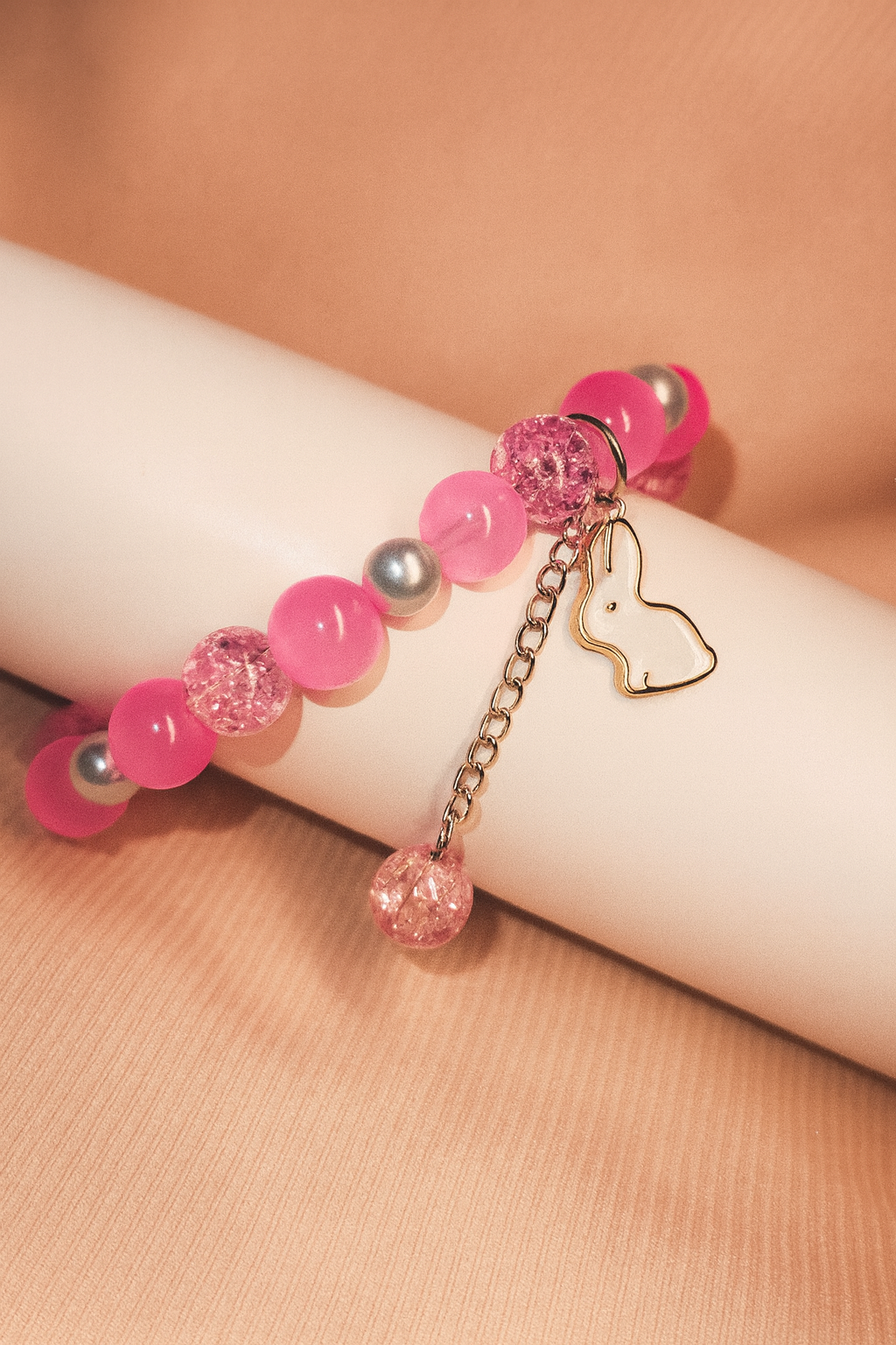 Pink Whimsy Bunny Charm Bracelet